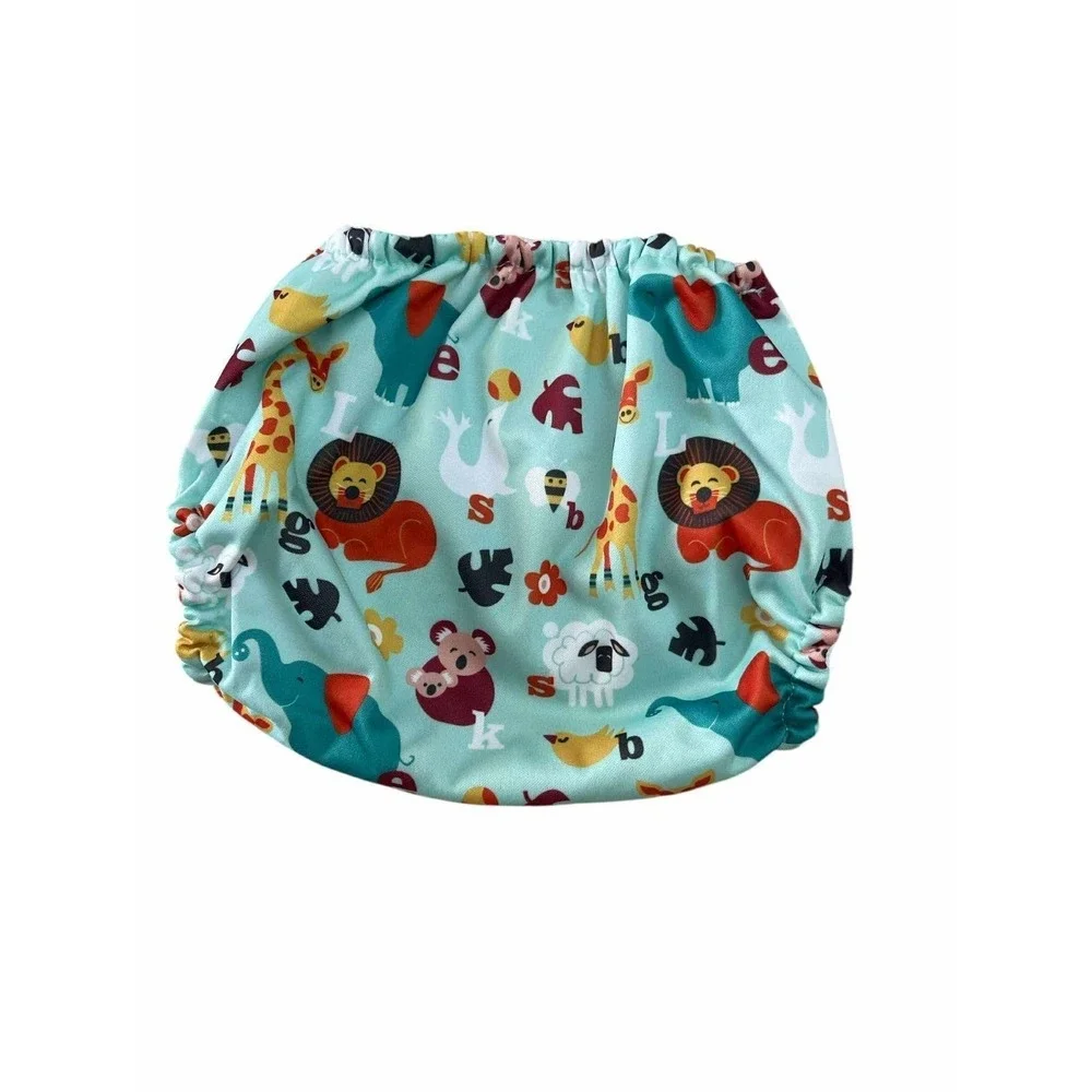 Mama Koala One Size Cloth Diaper Zoo Animal Alphabet Print +Insert Reusable Baby